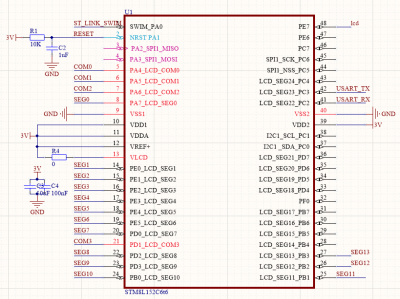 关于stm8l152c6t6驱动lcd的电源问题